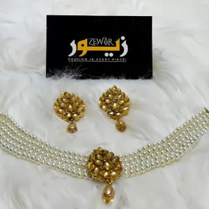 Stylish Golden Pearl Mala Jewelry Set
