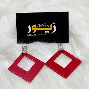 Elegant Red Square Earrings