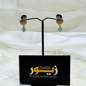 Stylish Green and Gold Earrings