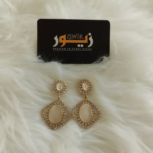 Golden Drop Earrings with Crystal Stones