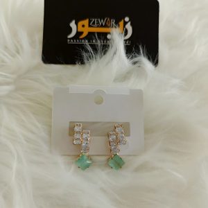 Modern Stud Earrings with Green Stones