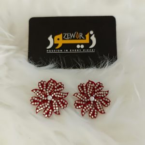 Red Flower Studs