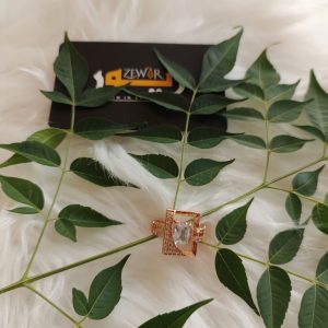 White Square Gold Ring